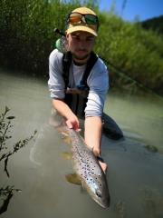 Tom and Brown trout July Slovenia